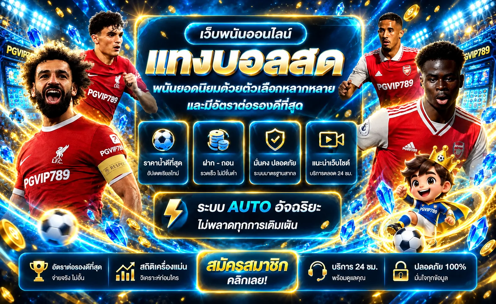 ข้อมูลฟุตบอลสดและบริการบนมือถือของ PGVIP789